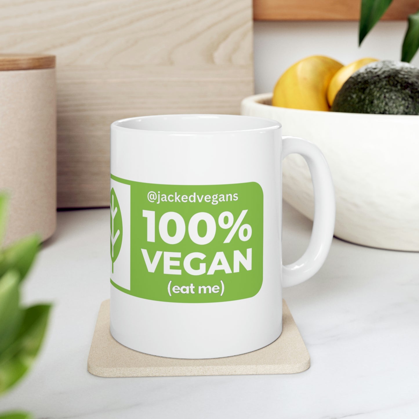 100% Vegan Eat Me Ceramic Mug 11oz